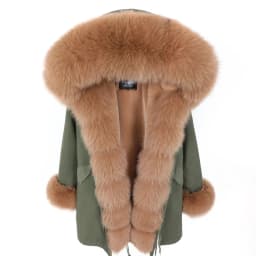 MAOMAOKONG 2026 Winter Women Coat Natural Fox Fur Collar Cuff Black Jackets Outwear Thick Luxury Real Fur Parka Women's Fur Coat
