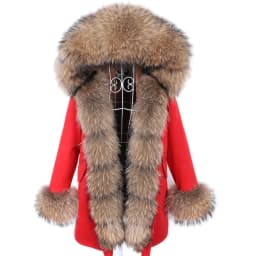 MAOMAOKONG 2026 Winter Women Coat Natural Fox Fur Collar Cuff Black Jackets Outwear Thick Luxury Real Fur Parka Women's Fur Coat