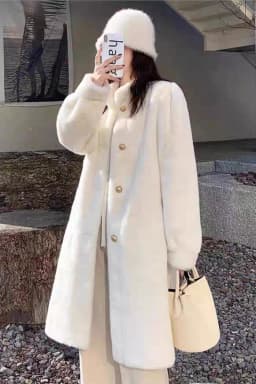 Warm Faux Mink Collar Thickened Long Coat Women's Loose Fit Mid-Length Elegant Fluffy Outerwear for Winter Outdoor Youth