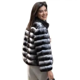 2024 New women's Chinchilla striped jacket Real Rex Rabbit fur fur all-in-one fur coat coat length 60cm package mail winter thic