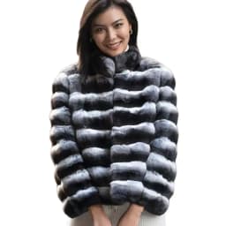 2024 New women's Chinchilla striped jacket Real Rex Rabbit fur fur all-in-one fur coat coat length 60cm package mail winter thic