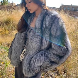 Real Natural Silver Fox Fur Coat Highend Quality Genuine Women Winter Luxury Female Jacket Long Sleeve