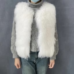 Women's Luxurious Fluffy Warm Mongolian Sheepskin Short Vest Coat Spring Autumn Sexy Wool Outerwear New Collection