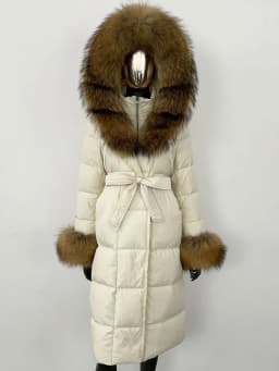 OFTBUY 2024 Long Winter Jacket Women Natural Real Raccoon Fox Fur Collar Hooded White Duck Down Coat Thick Warm Casual Outerwear