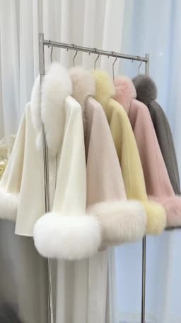 Fashion Winter Lady Real Natural Fox Fur Collar Jacket Wool Cloak Cashmere Warm Coat Detachable Collar Luxury Thick Female Coat