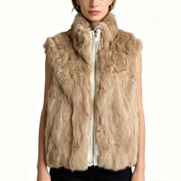 New Arrival Women's Real Rabbit Fur Vest Zipper Fur Vest Lady Female Winter Vest Vintage Dropshipping Top NZ400