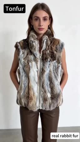New Arrival Women's Real Rabbit Fur Vest Zipper Fur Vest Lady Female Winter Vest Vintage Dropshipping Top NZ400