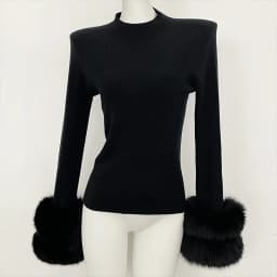 Slim Fit Half Turtleneck Top Clothes Female Women's Knit Sweater with Detachable Cuffs Fox Fur Warm Winter Layering Piece