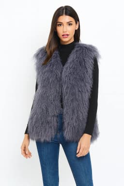 Lady Real Mongolian Sheep Fur Vest Thick Warm Winter Sleeveless Jacket Length 62 cm 250801