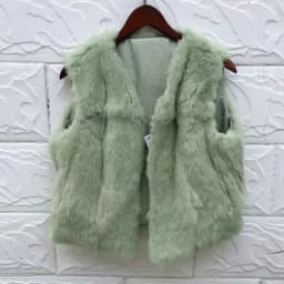 Fancy Rani Real Rabbit Fur Vest Short Natural Jacket For Women Fashion Leather Autumn Winter Spring Outwear High Quality