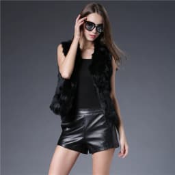 Fancy Rani Real Rabbit Fur Vest Short Natural Jacket For Women Fashion Leather Autumn Winter Spring Outwear High Quality