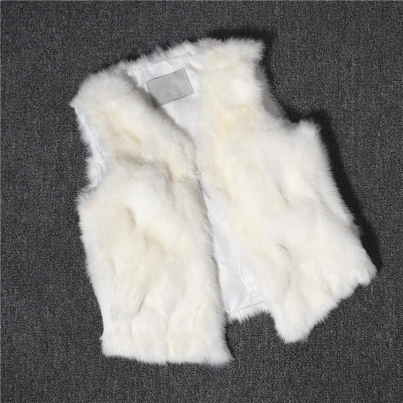 Fancy Rani Real Rabbit Fur Vest Short Natural Jacket For Women Fashion Leather Autumn Winter Spring Outwear High Quality