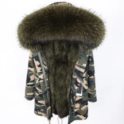 Maomaokong Women Parkas Real Natural Fur Winter Parka Raccoon Fur Collar Fox Inner Fur Liner Jacket Women's Jacket Fur Coat