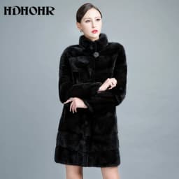 HDHOHR 2026 High Quality Real Mink Fur Coat Women Natural Import Mink Coats Winter Warm Fashion Fur Coats Thick Mink Fur Jackets