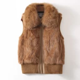 Women's Genuine Real Rabbit Fur Fox Fur Collar Knitting Women's Winter vest Fur Jacket Casual Short Outwear Slim with zipper