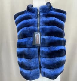 Women's Real Rex Rabbit Fur Vest | Chinchilla Color Winter Warm Fluffy Gilet | Limited Stock