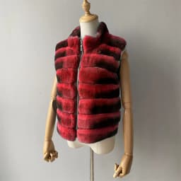 Women's Real Rex Rabbit Fur Vest | Chinchilla Color Winter Warm Fluffy Gilet | Limited Stock
