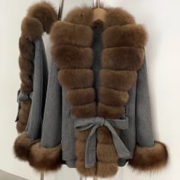 OFTBUY New Luxury Warm Winter Clothing with Natural Fox Fur Women 100% Wool Coat Belted Waist Real Fox Fur Woolen Jacket Female