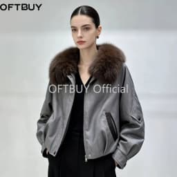 OFTBUY Short Zipper Duck Down Clothing Natural Fur Outerwear New Winter Real Fox Fur Coat Women Lightweight Down Jacket Female