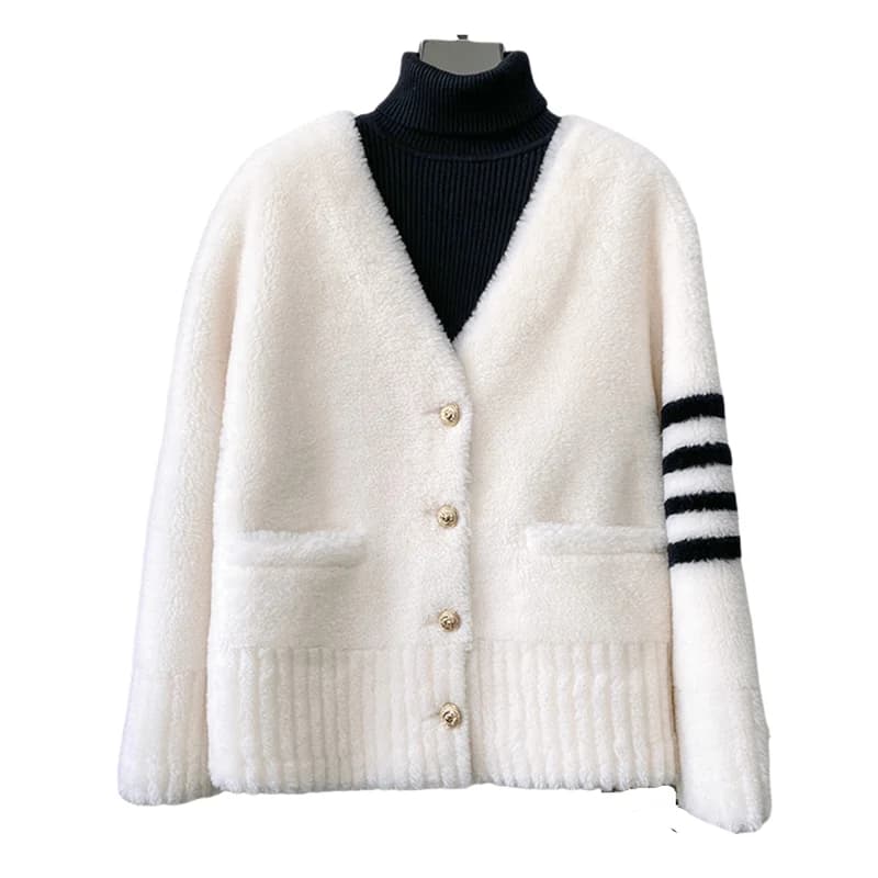 CT152 PDUI Women Real Wool Fur Coat Winter Warm Female Girl Sheep Shearing Jacket Parka OverCoat