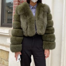 Fur Coat Women Winter Fashion Deep V-neck Superpopular Natural Fox Fur Full Sleeve High Waist Real Fur Coat Lady Luxury Style