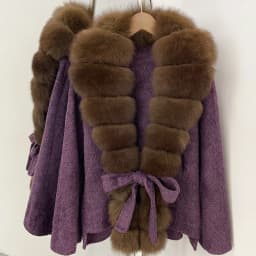 OFTBUY Women 100% Wool Coat New Winter Warm Woolen Overcoat for Women Real Fox Fur Collar Lapel Belted Waist Woolen Jacket Lady
