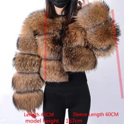 Women's Winter Hooded Natural Fur Jacket Plush Long Sleeve Coat Warm Stylish Outerwear for Cold Weather
