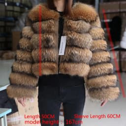 Women's Winter Hooded Natural Fur Jacket Plush Long Sleeve Coat Warm Stylish Outerwear for Cold Weather