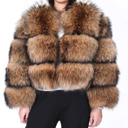 Women's Winter Hooded Natural Fur Jacket Plush Long Sleeve Coat Warm Stylish Outerwear for Cold Weather