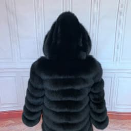 QUEENTINA Hood Fur Coat Women Real Fox Long New Luxury Female Natural Leather Jacket Warm Thick Long Winter Fur Vest Waistcoat