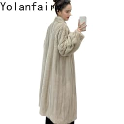 YOLANFAIRY Fully Let‑out Craft Velvet Grade Whole Mink Real Fur Coats Woman Elegant Winter Natural Fur Jacket Long 120cmOvercoat