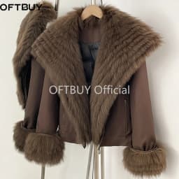 OFTBUY 2026 New Winter Duck Down Women Real Fox Fur Collar Parka Female Warm Puffer Jacket Fur Cuffs Casual Coat Outerwear