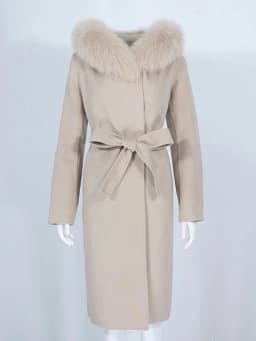 OFTBUY Real Fur Coat Winter Jacket Women Natural Fox Fur Collar Hooded Cashmere Wool Blends Long Outerwear Lady Streetwear
