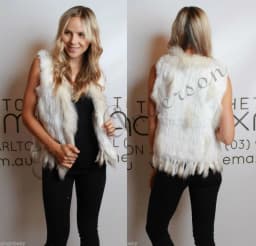 Women's Real Rabbit Fur Vest Knit Natural Leather Tassel Waistcoat Raccoon Fur Collar Winter Knitted Jacket Coat Wholesale