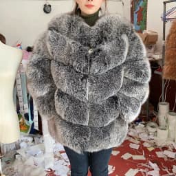 QUEENTINA Natural Fox Fur Coats Fashion New Women's Very Warm And Stylish Jacket Vest Stand Collar Leather Coat Women Winter