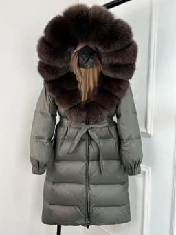 2025 New Winter Puffer Belted Jacket Women Large Real Fox Fur Hooded Thicken Warm 90% White Duck Down Coat Waterproof Long Parka
