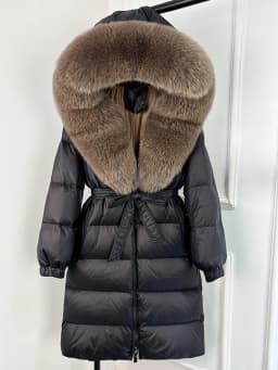 2025 New Winter Puffer Belted Jacket Women Large Real Fox Fur Hooded Thicken Warm 90% White Duck Down Coat Waterproof Long Parka