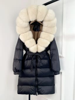 2025 New Winter Puffer Belted Jacket Women Large Real Fox Fur Hooded Thicken Warm 90% White Duck Down Coat Waterproof Long Parka