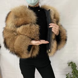 Natural Raccoon Real Raccoon Coat Women Winter Warm Thick Natural Coats Long Sleeve Plus/Size