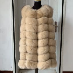 HUA QIU MEI SI Natural Fox Fur Vest Long Style Lady Warm Vest Multicolor 100% Natural Fur Coat Fox Fur Vest