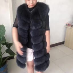 HUA QIU MEI SI Natural Fox Fur Vest Long Style Lady Warm Vest Multicolor 100% Natural Fur Coat Fox Fur Vest