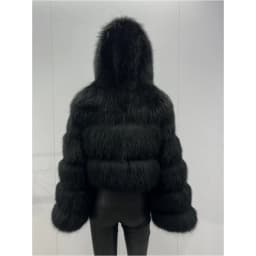 BEIZIRU Women's Winter Fur Coat Hooded Luxury Real Raccoon Top Furry Jackets Warm Thick Natural Long Sleeve Outerwear