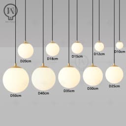 White circular glass ball pendant light, bar restaurant shop decorative light, study room bedroom light, bar desk lamp