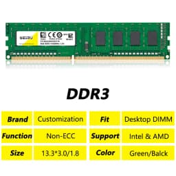 DDR3 4GB 8GB Desktop Memoria Ram 1066 1333 1600 1866Mhz PC3 1.5V 8500 10600 12800 240Pin Non-ECC DIMM Memory Ram For Intel & AMD