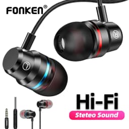 FONKEN 3.5mm Earphone Wired Earpiece Stereo Bass Music Earpiece For Xiaomi Samsung Waterproof Sports Earbuds Gaming Headset Mic