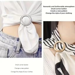 2PCS Scarf Ring Clips Waist Buckle Clip T-Shirt Tie Pin Clip for Women Fashion Metal Circle Buckle for Clothes Hat Belt Decor