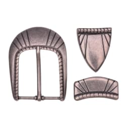 Heavy Duty Quality Southwest Cowboy Rodeo Ranger Floral Engraved Leathercraft 3PCS Set Leather Belt Buckle Fit 40mm Belt