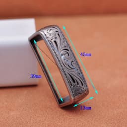 Inner 38MM Antique Silver Floral Engraved Western Cowboy Cowgirl Rodeo Belt Buckle 5-PC Set Unisex Fits 1 1/2" Strap