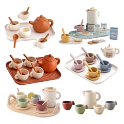 Kids Montessori Afternoon Tea Set Baby Teething Toy BPA Free Silicone Teapot and Teacups Role-Playing Kitchen Toy Baby Toy Gift