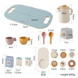 Kids Montessori Afternoon Tea Set Baby Teething Toy BPA Free Silicone Teapot and Teacups Role-Playing Kitchen Toy Baby Toy Gift
